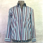Hugo Boss Men's Multi-Color Striped Button Down Dress Shirt L Cotton Good