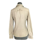 Elie Tahari Beige Floral Embroidered Leather Blazer Shirt Hybrid Womens Size S