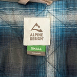 Alpine Design Men's Gray Cotton Rivet Front Jacket S Plaid Quilted Lining VG