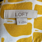 Ann Taylor LOFT Yellow White Leaf Print Linen Blend Mini Skirt Size 8