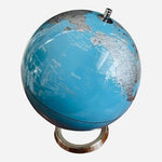 Modern World Globe Chrome Base Blue Silver Black Enamel 15.5” Home Office Decor