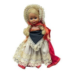 Vintage Danish Little Red Riding Hood Doll Sleeping Eyes Denmark 5.5 Collectible