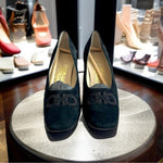 Salvatore Ferragamo Black Suede Leather Pumps Loafers Women’s Heels Size 7 AAA