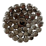 Clear Sparkling Crystal Brooch Round Rhinestone Pin 1.5" Silver Tone Vintage EXC