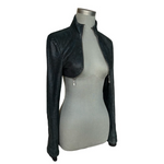 Armando Gomez Leather Windbreaker Vest Jacket Dark Blue M Italy 3-Way Style