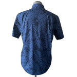 Fundamental Coast Men's Blue Westport Tropical Palm Print Shirt L Cotton EXC