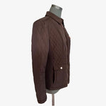 Per Una Women’s Chocolate Brown Quilted Puffer Jacket Rose Gold Zip Size 12 EXC