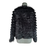 ELYSIAN Fluffy Yarn Faux Fur Black Open Front Fleece Jacket Women’s S