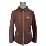 Per Una Women’s Chocolate Brown Quilted Puffer Jacket Rose Gold Zip Size 12 EXC