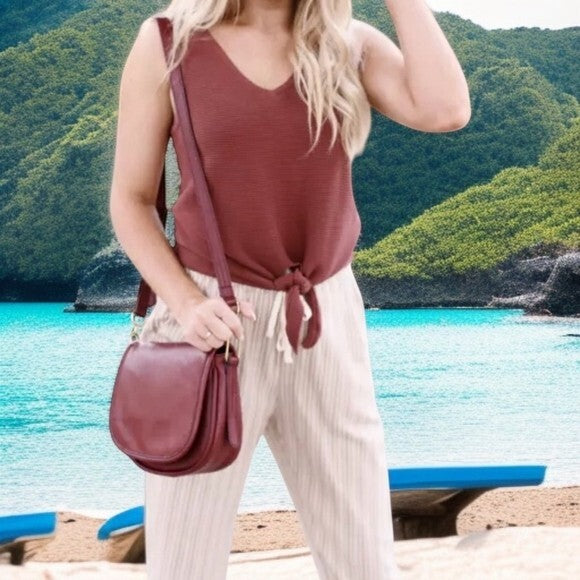 Fossil Rumi Burgundy Leather Crossbody Shoulder Bag Gold Hardware Very Good