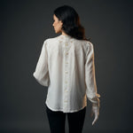 Vintage Montare San Marino Crochet Lace Blouse M Petite White Floral NWT Japan
