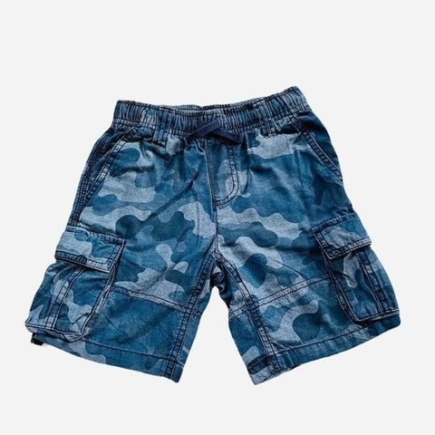 Gymboree Boys Blue Camo Cotton Cargo Shorts Size 4 Casual Summer Shorts