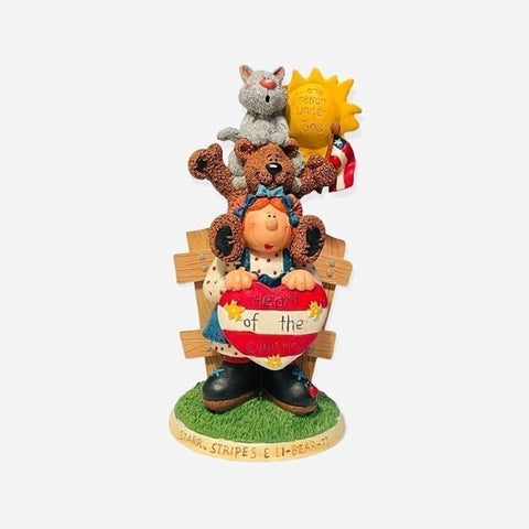 Center Street Design Li-Bear-ty Stars Stripes Ceramic Figurine 5.5" 4th July NIB