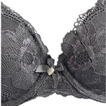 Victoria's Secret Black Sheer Floral Lace Bra 34B Padded Demi Very Sexy EXC