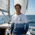 San Diego California Anchor Ombre Long Sleeve T-Shirt Blue White Cotton M