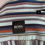 Hugo Boss Men's Multi-Color Striped Button Down Dress Shirt L Cotton Good