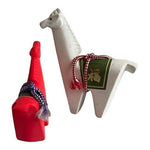 Zodiac Sign Llama Horse Figurines Set of 2 Japanese Ceramic Red White 3-4" Uma