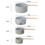 Measuring Cups Spoons Set 8 Piece Copper Handle Marble White Grey Kitchen NIB