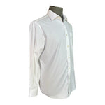 ENZO Men’s White Cotton Button Front Long Sleeve Dress Shirt Custom Fit Size M