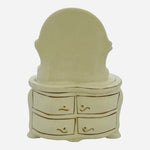 Hermitage Pottery Heart Shaped Floral Ceramic Mirrored Jewelry Trinket Box 7" VG