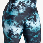 ONZIE JAZZERCISE Women Leggings S/M Cadet Blue Tie Dye High Rise Compression NWT