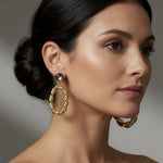 Vintage Givenchy Dangle Stud Earrings 2" Gold Tone Twisted Rope Hoop Drop VG