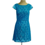 Jessica Simpson Women's Turquoise Lace Cocktail Dress 8 V-Back Fit Flare NWT