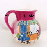 Certified International Cafe Girl Ceramic Pitcher Jennifer Brinley 8.5" NWOT