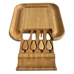 Bamboo Wood Cheese Board Charcuterie Platter Set with Cutlery 12.5" NIB
