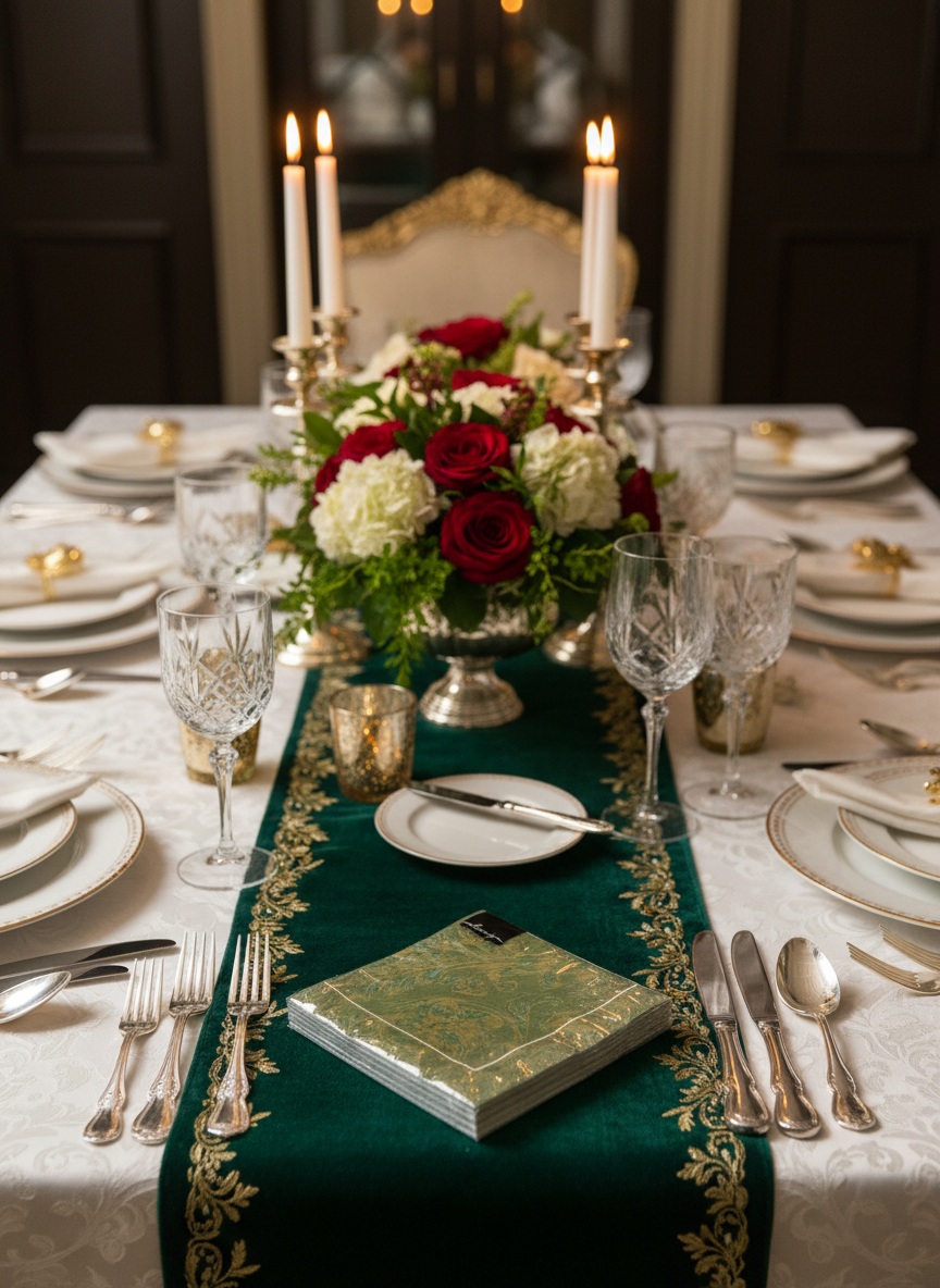 Design Design "Engraved" Green Luncheon Napkins 20 Count Damask NIP Elegant