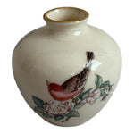 VNTG LENOX China Serenade Print Globe Vase 2.75 Bird Flower Gold Trim Porcelain