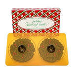Vintage Avon Holly Berry Wreath Floating Candles Set of 2 Christmas NIB