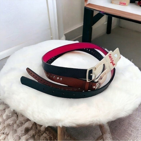 CAT & JACK Girls Belt 2-Pack Brown Solid Medium Width Size Large NWT