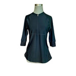 Prana Womens Bridgitte Sun Shirt L Black Nylon Cropped Sleeve UPF 50+ Swim Top