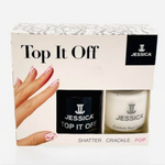 Jessica Top It Off Shatter Crackle Nail Polish Set White Alligator Duo NIB