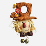 Vintage Northlight Scarecrow Fall Harvest Wreath 17" Doorknob Hanger Jingle Bell