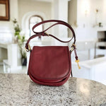 Fossil Rumi Burgundy Leather Crossbody Shoulder Bag Gold Hardware Very Good