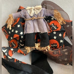 Halloween Pumpkin Garland 13" Orange Black Metal Jingle Bells Wall Door Hanging