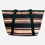 Victoria’s Secret Weekend Tote Bag Black Pink Canvas Travel Shopper Excellent