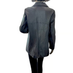SIENA Women's Black Genuine Leather Jacket Size M Button Front Coat VG