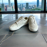 VANS Old Skool Reissue White Leather Sneakers Lace Up Athletic Shoes Mens 5