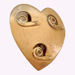 Vintage Gold Tone Heart Scarf Clip Shirt Slides Metal 1.75" Accessory