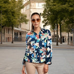 Lauren Ralph Lauren Women's Multicolor Floral Cotton Button Up Top 1X Cropped