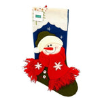 3D Snowman Santa Christmas Stocking Holiday Home Decor Hooked NWT