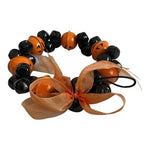 Halloween Orange Black Metal Pumpkin Jingle Bell Wreath 9.5" Bow Door Decor VG