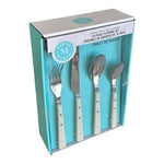 NEW Martha Stewart Garden Cottage 16pc Stainless Steel Flatware Set Ivory NIB