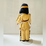 Vintage Native American Indian Girl Doll 8" Beaded Leather Handmade Blink Eyes