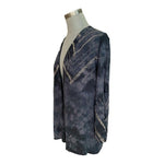 Chaser Women's Gray Silver Tie-Dye Beaded Duster Cardigan XS Kimono Viscose VG