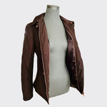 Per Una Women’s Chocolate Brown Quilted Puffer Jacket Rose Gold Zip Size 12 EXC