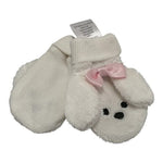 Winter White Pink Plush Mittens Baby Girl Mittens Funny Rabbit Design Mittens